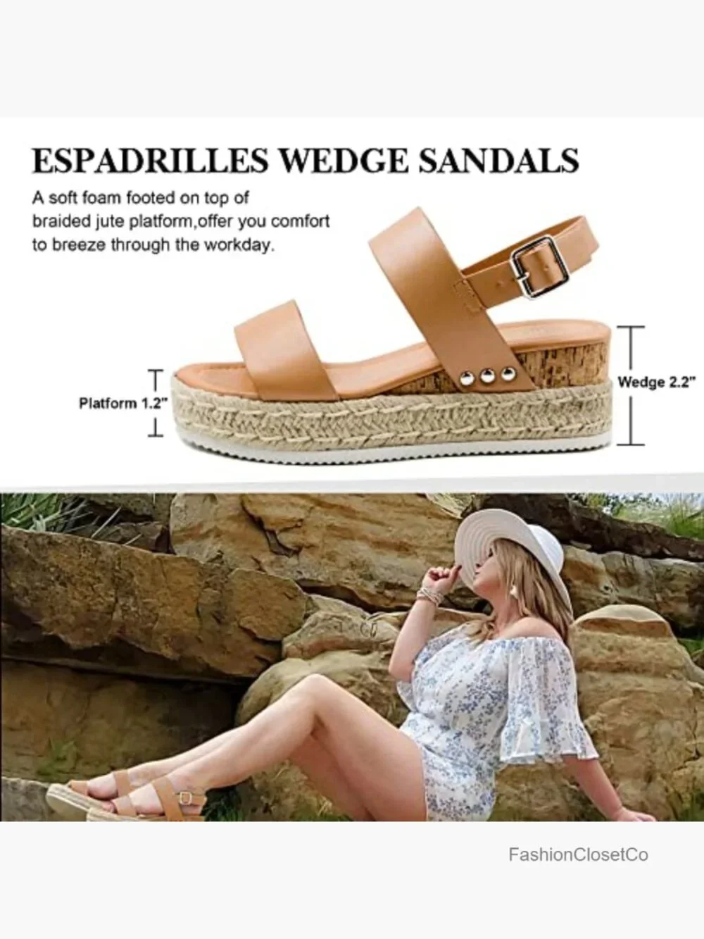 Women's Espadrilles Wedge Sandals Ankle Strap Buckle Platform Sandals Open Toe